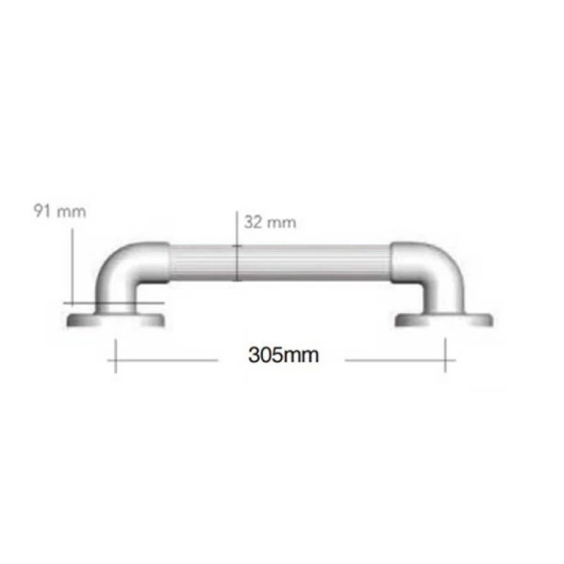 AKW Heavy Duty Fluted White Grab Rail - 300mm 2 AKW Heavy Duty Fluted White Grab Rail - 300mm - Image 2