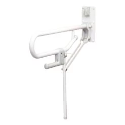 AKW Hinged Fold Up Double Hairpin Grab Rail - Fixed Leg - White