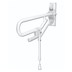 AKW Hinged Foldup Double Hairpin Grab Rail - Adjustable Leg - White