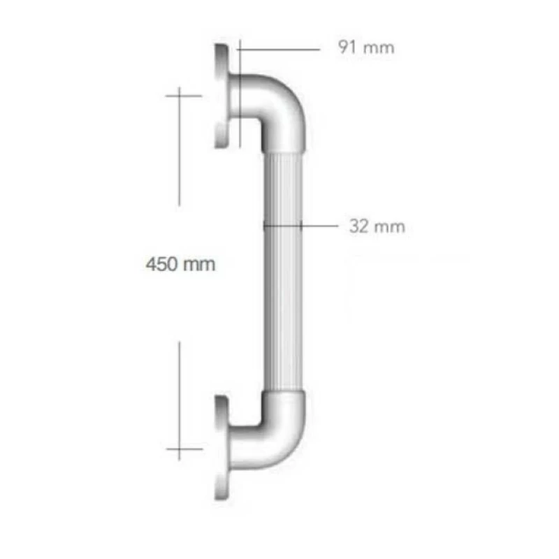 AKW Large Plastic Fluted White Grab Rail - 450mm 3 AKW Large Plastic Fluted White Grab Rail - 450mm - Image 3