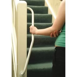 AKW White Powder Coated Steel Grab Rail - Left Handed