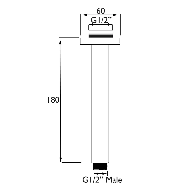 Bristan Square Ceiling Fed Shower Arm - 200mm - Chrome 2 Bristan Square Ceiling Fed Shower Arm - 200mm - Chrome - Image 2