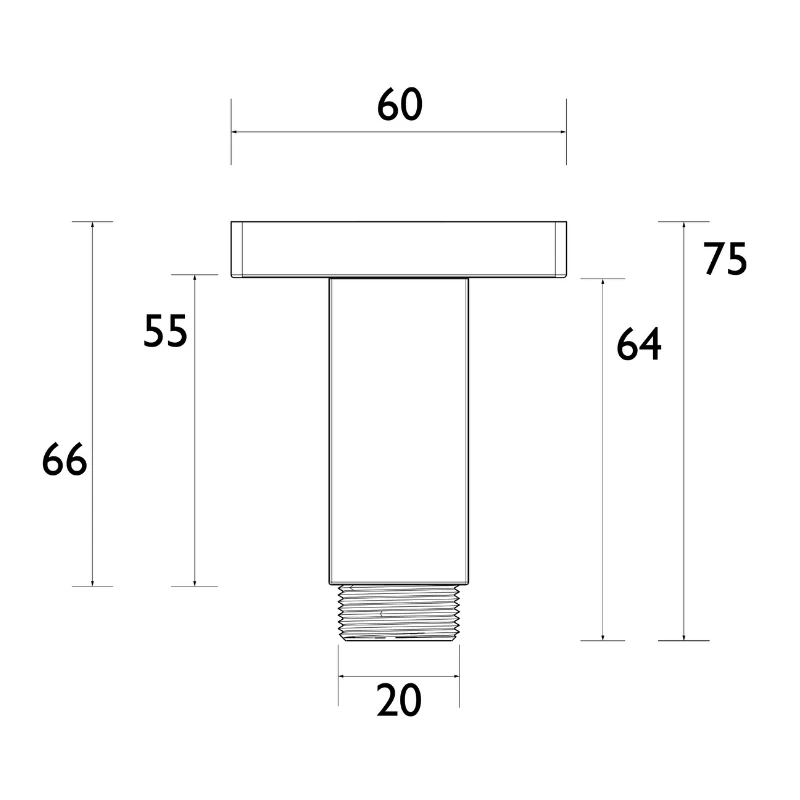 Bristan Square Ceiling Fed Shower Arm - 75mm - Chrome 2 Bristan Square Ceiling Fed Shower Arm - 75mm - Chrome - Image 2