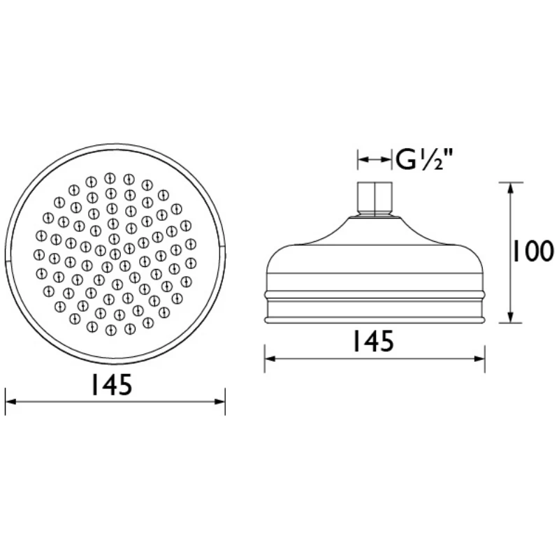 Bristan Traditional Fixed Head - 145mm - Chrome 2 Bristan Traditional Fixed Head - 145mm - Chrome - Image 2
