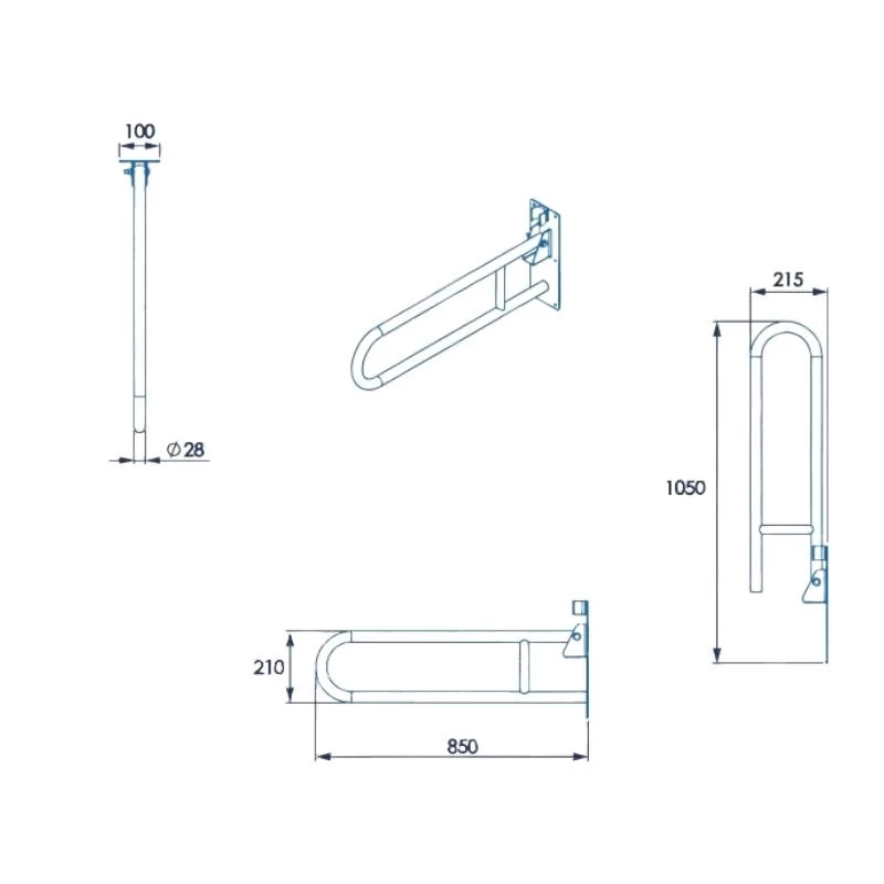 Croydex 850mm Fold Away Hand Rail - Blue 2 Croydex 850mm Fold Away Hand Rail - Blue - Image 2