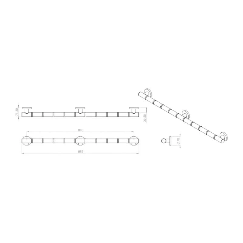 Croydex 890mm Grab 'N' Grip Straight Grab Bar - Chrome 2 Croydex 890mm Grab 'N' Grip Straight Grab Bar - Chrome - Image 2