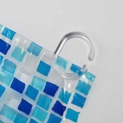 Croydex Blue Mosaic Shower Curtain -Shower Accessories croydex blue mosaic shower curtain ae543424 3