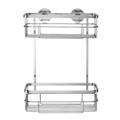Croydex Brockham Flexi-Fix Two Tier Cosmetic Basket - Chrome