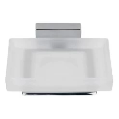 Croydex Flexi-Fix Cheadle Soap Dish And Holder - Chrome Plated And Toughened Frosted Glass