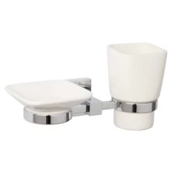 Croydex Flexi-Fix Everson Soap Dish And Tumbler - Chrome