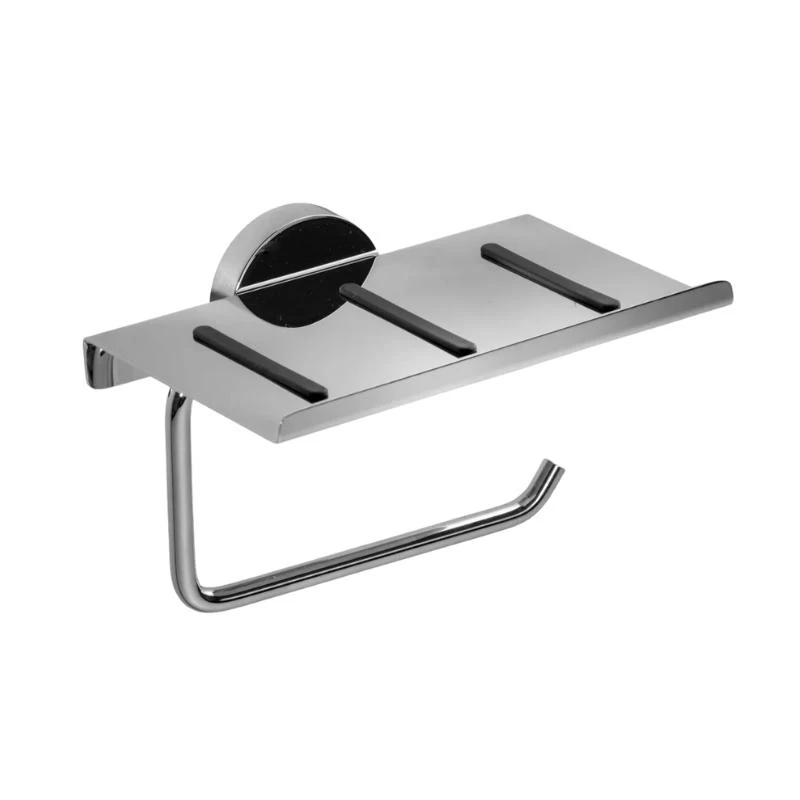 Croydex Flexi-Fix Pendle Toilet Roll Holder With Anti-Slip Shelf - Chrome 2 Croydex Flexi-Fix Pendle Toilet Roll Holder With Anti-Slip Shelf - Chrome - Image 2