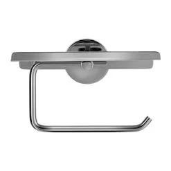 Croydex Flexi-Fix Pendle Toilet Roll Holder With Anti-Slip Shelf - Chrome