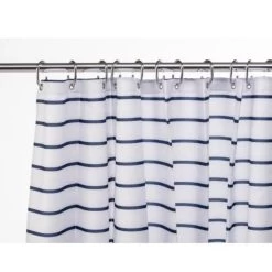 Croydex Navy Pinstripe Textile Shower Curtain -Shower Accessories croydex navy pinstripe textile shower curtain af290334h 2