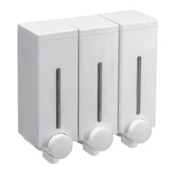 Croydex Slimline Triple Wall Mounted Soap Dispenser - White