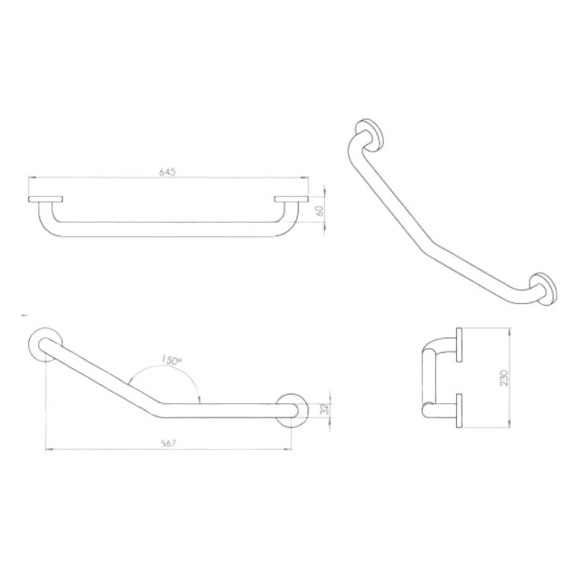Croydex Stainless Steel Angled Grab Bar - Chrome 4 Croydex Stainless Steel Angled Grab Bar - Chrome - Image 4