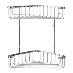 Croydex Stainless Steel Large Two Tier Corner Basket - Chrome