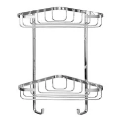 Croydex Stainless Steel Small Two Tier Corner Basket - Chrome