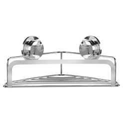 Croydex Stick 'N' Lock Corner Basket - Chrome