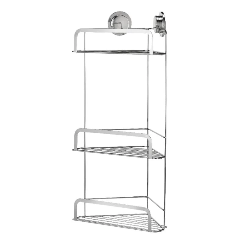 Croydex Stick 'N' Lock Three Tier Corner Basket - Chrome 3 Croydex Stick 'N' Lock Three Tier Corner Basket - Chrome - Image 3