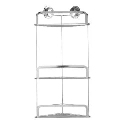 Croydex Stick 'N' Lock Three Tier Corner Basket - Chrome