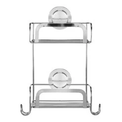 Croydex Stick 'N' Lock Two Tier Compact Basket - Chrome