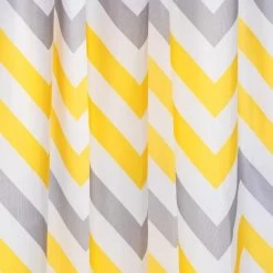Croydex Yellow And Grey Chevron Textile Shower Curtain