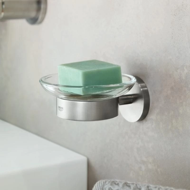 Grohe Essentials Soap Dish With Holder - Supersteel 2 Grohe Essentials Soap Dish With Holder - Supersteel - Image 2
