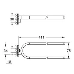 Grohe Selection Towel Holder - Non Pivotable - Brushed Nickel -Shower Accessories grohe selection towel holder non pivotable brushed nickel 41059en0 2