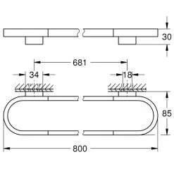 Grohe Selection Towel Rail - 800mm - Hard Graphite -Shower Accessories grohe selection towel rail 800mm hard graphite 41058a00 2