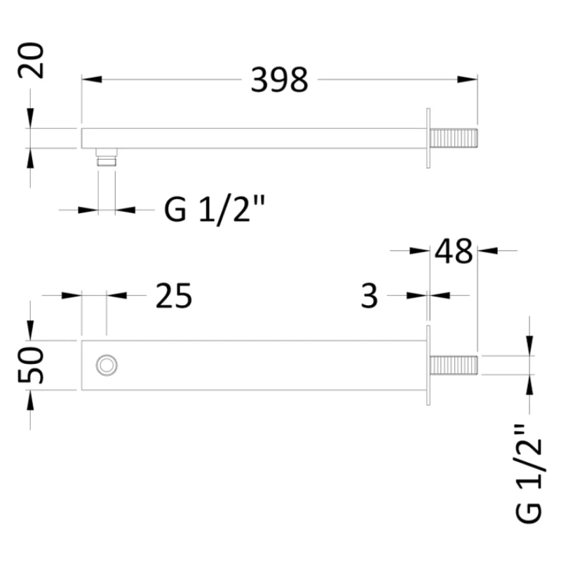 Hudson Reed Large Rectangular Shower Arm - Chrome 2 Hudson Reed Large Rectangular Shower Arm - Chrome - Image 2