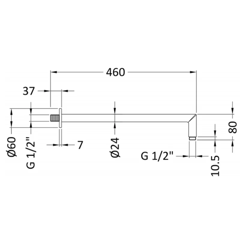 Hudson Reed Mitred Wall Mounted Shower Arm - Chrome 2 Hudson Reed Mitred Wall Mounted Shower Arm - Chrome - Image 2