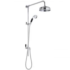 Hudson Reed Topaz Black Grand Rigid Riser Kit With Diverter - Chrome