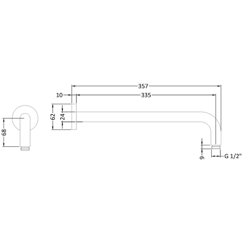 Hudson Reed Wall Mounted Fixed Shower Arm - Chrome 2 Hudson Reed Wall Mounted Fixed Shower Arm - Chrome - Image 2