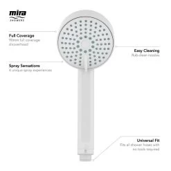 Mira Beat 90mm 4 Spray Shower Head - White -Shower Accessories mira beat 4 spray shower head white 1703.010 3