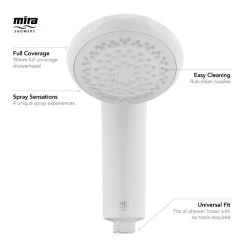 Mira Logic Adjustable Shower Head - White (was 450.34) 6 Mira Logic Adjustable Shower Head - White (was 450.34) -Shower Accessories mira logic adjustable shower head white 2.1605.177 2