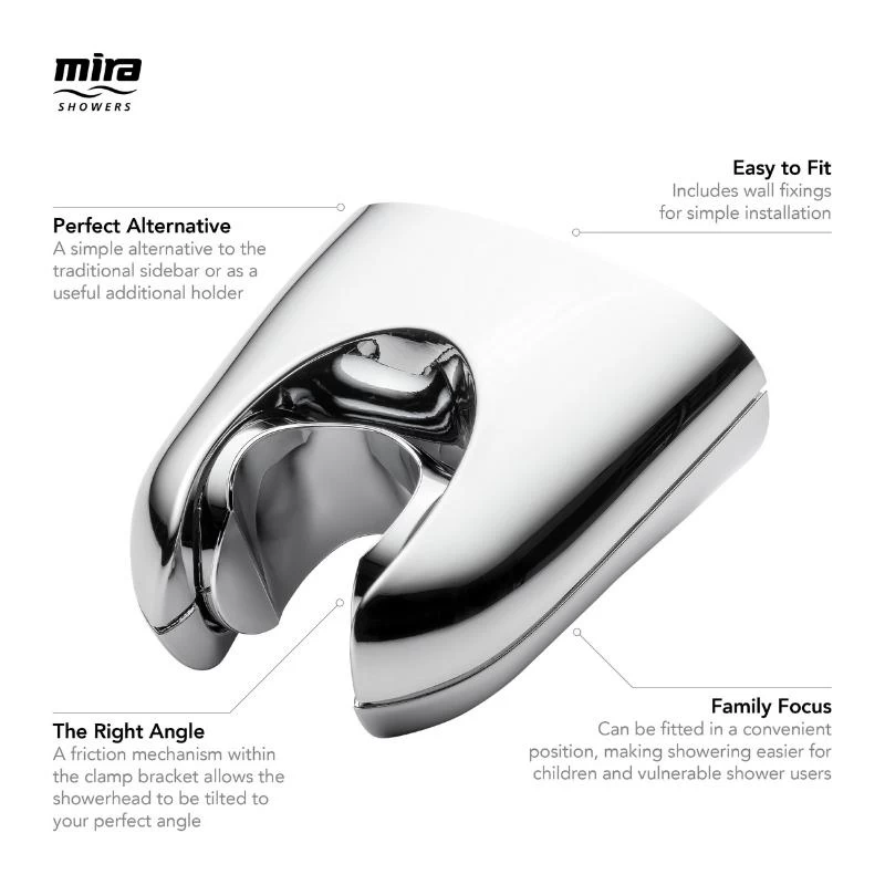 Mira Logic Fixed To Wall Shower Head Holder - Chrome 4 Mira Logic Fixed To Wall Shower Head Holder - Chrome - Image 4