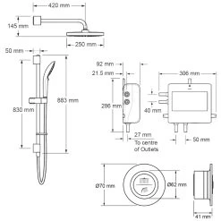Mira Mode Next Gen Dual Rear Fed Digital Shower - Pumped -Shower Accessories mira mode dual rear fed digital shower pumped 1.1980.006 3