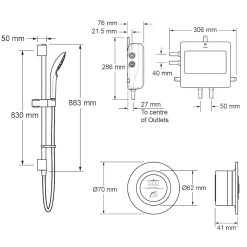 Mira Mode Next Gen Rear Fed Digital Shower - High Pressure -Shower Accessories mira mode rear fed digital shower high pressure 1.1980.001 3