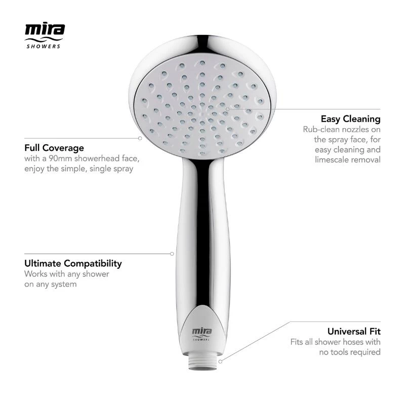 Mira Nectar 90mm Single Spray Shower Head - Chrome 4 Mira Nectar 90mm Single Spray Shower Head - Chrome - Image 4